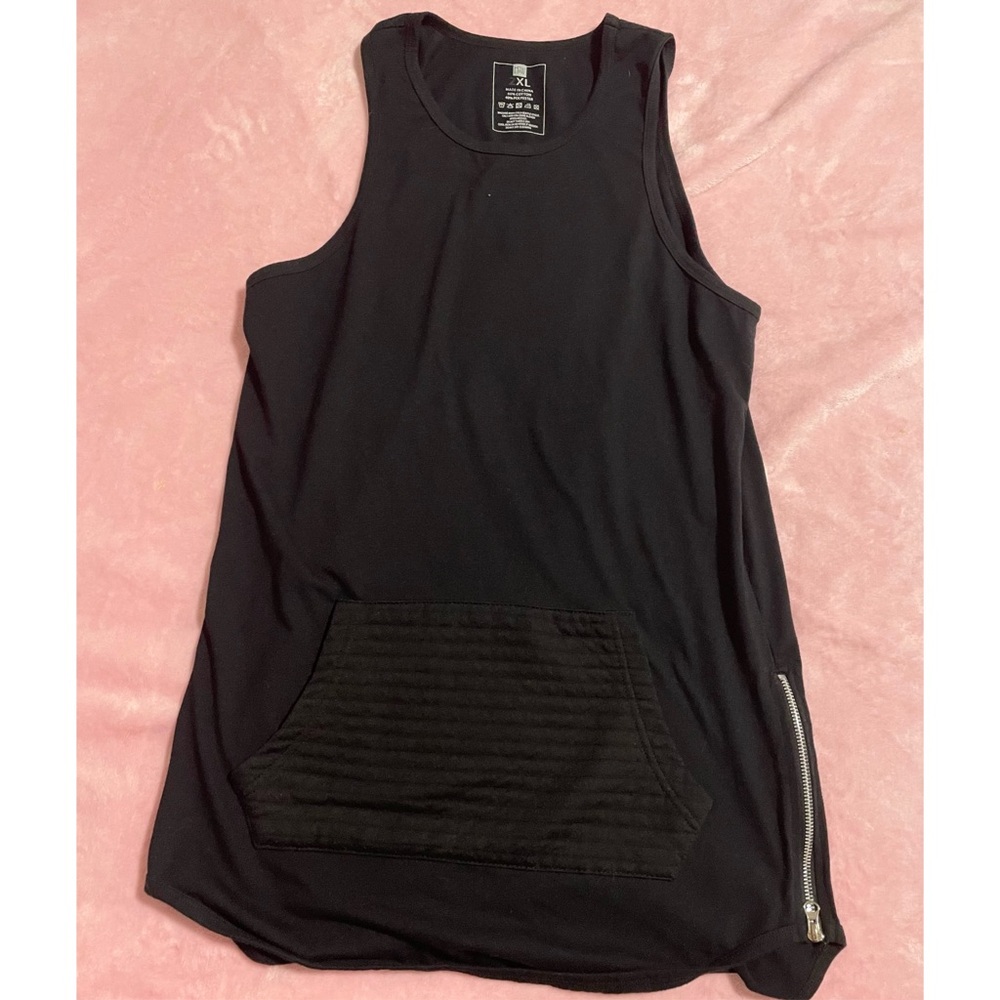 Men’s Black Tank Top with Side Zippers Size 2XL